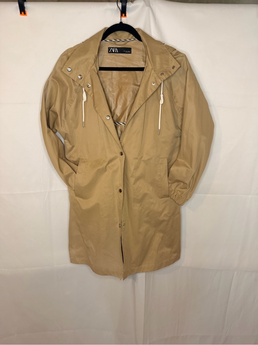 Zara Beige Hooded Long Trench Coat